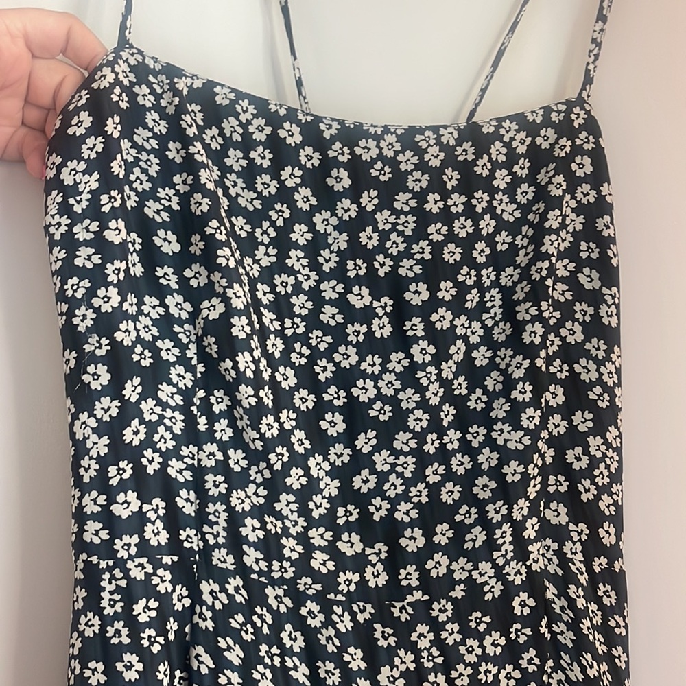 Black Floral Slip Dress with Spaghetti Straps - Picture 2 of 8